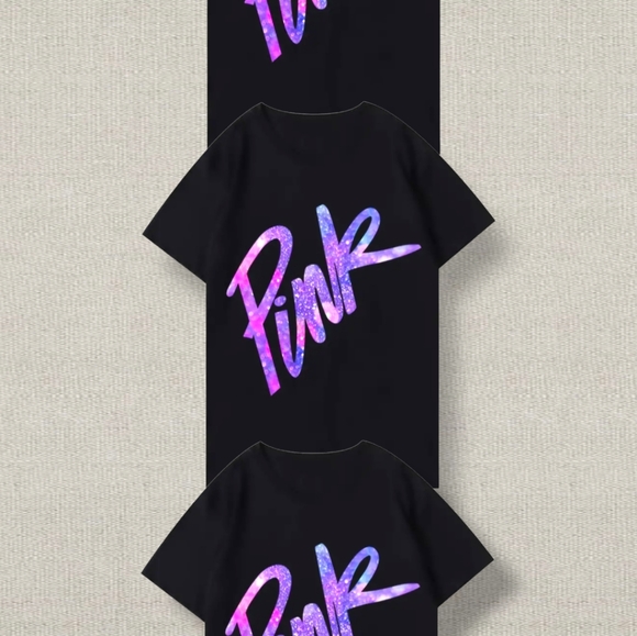 NWT !! Black T-Shirt with the Word PINK Printed on Front in Gradient Lettering💖 - Picture 14 of 16